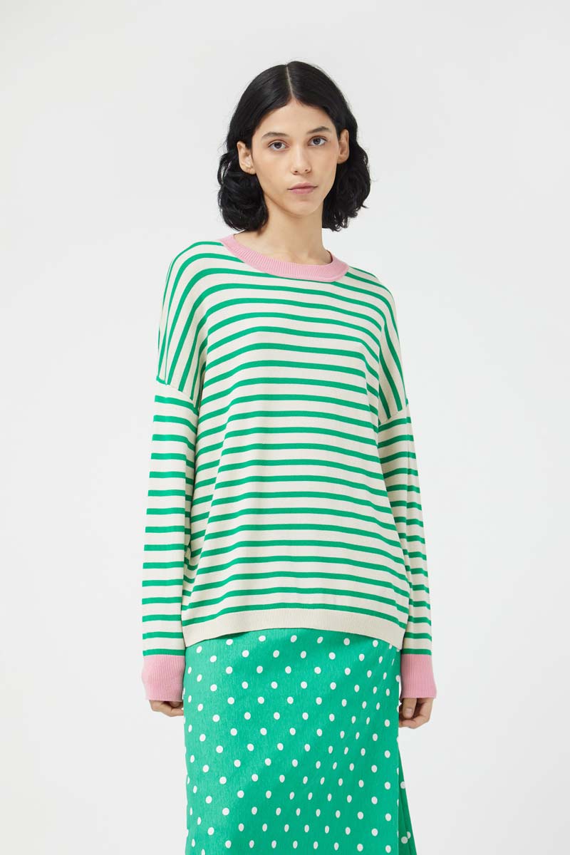 COMPANIA FANTASTICA - Oversized green striped sweater - 41C/10201