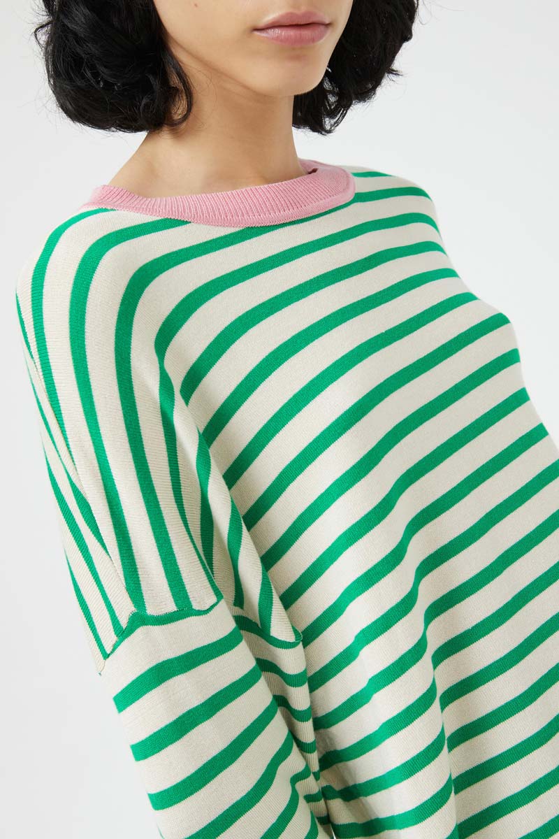 COMPANIA FANTASTICA - Oversized green striped sweater - 41C/10201