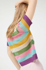 COMPANIA FANTASTICA - Striped openwork knit top - 41C/10318