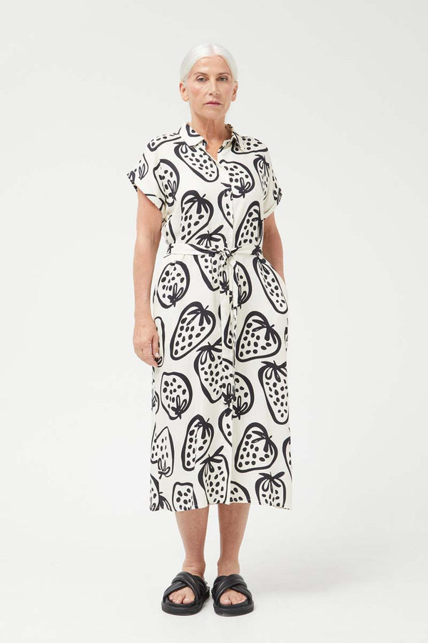 COMPANIA FANTASTICA - White strawberry print shirt midi dress - 41C/41022