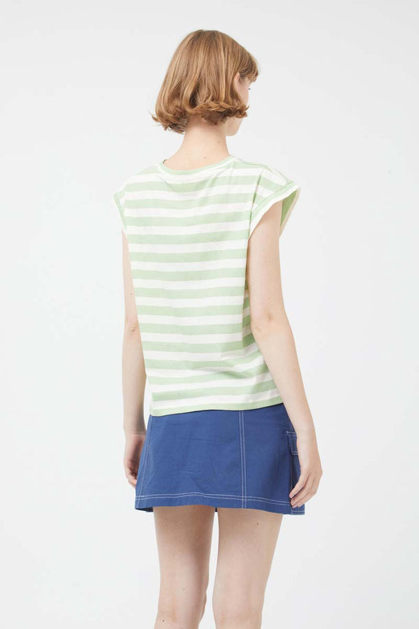 COMPANIA FANTASTICA - Green Striped short sleeve t-shirt - 41C/42011