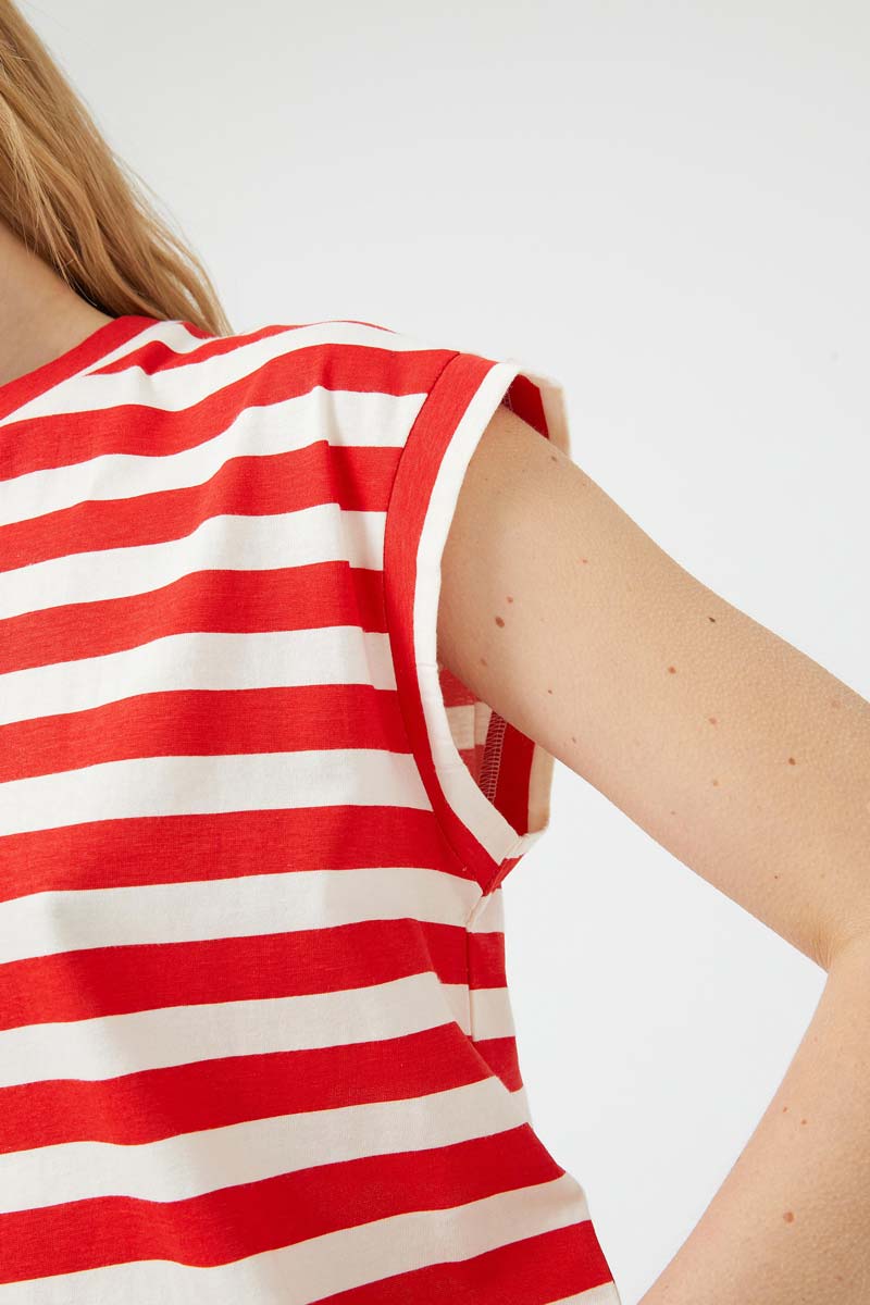 COMPANIA FANTASTICA - Red Striped short sleeve t-shirt - 41C/42012