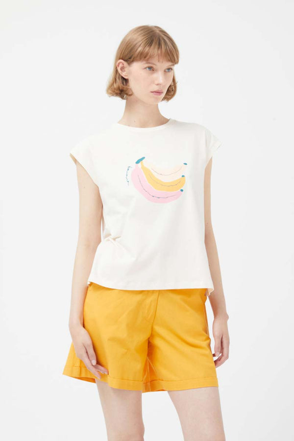 COMPANIA FANTASTICA - White banana print t-shirt - 41C/42025