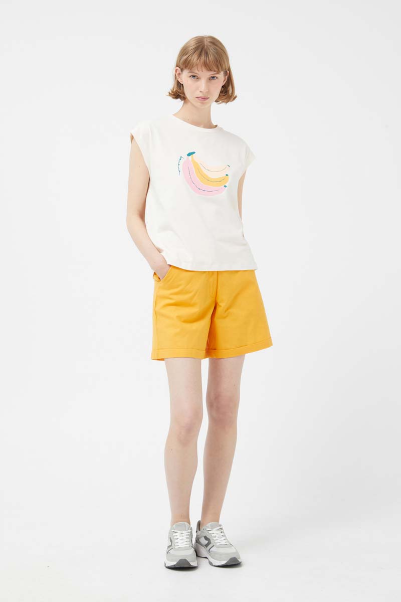 COMPANIA FANTASTICA - White banana print t-shirt - 41C/42025