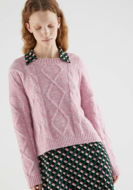 COMPANIA FANTASTICA - Short pink braided knit jersey 34C/10364