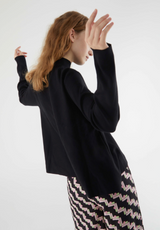 COMPANIA FANTASTICA - Pull trapèze col montant noir 34C/10276