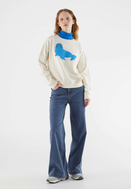 COMPANIA FANTASTICA - Cotton sweatshirt with seal print 34C/42023