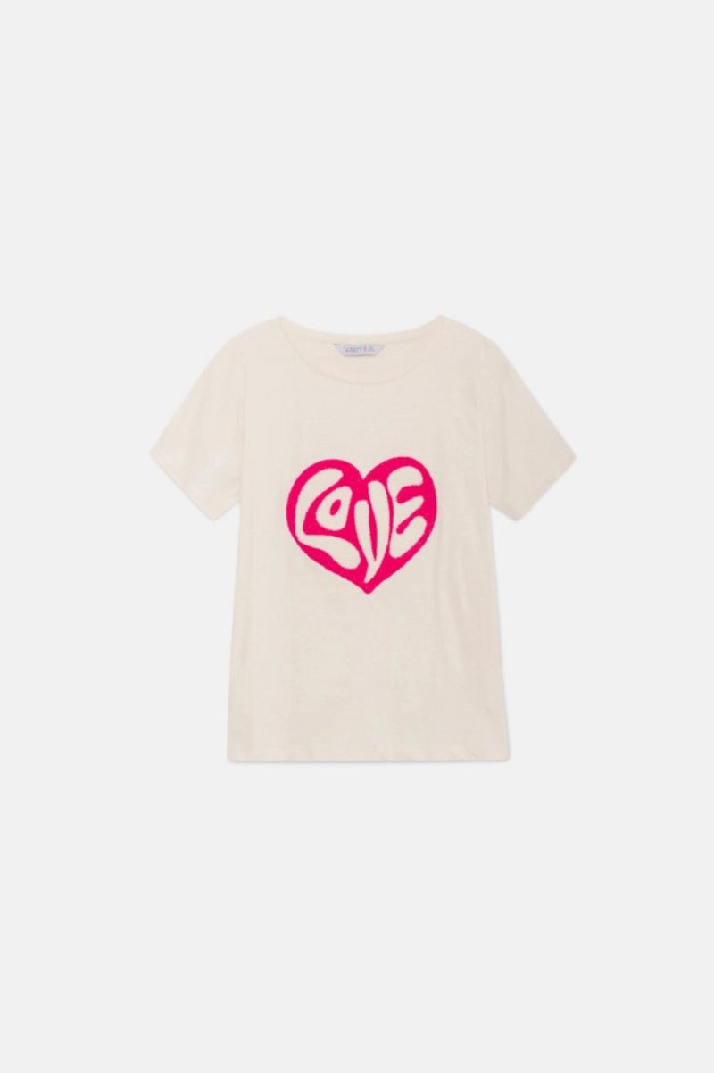 COMPANIA FANTASTICA - 42060 Cotton T-shirt with heart print.