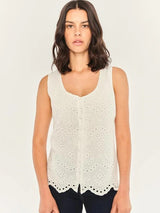 APRICOT - Broderie Anglaise Button Top