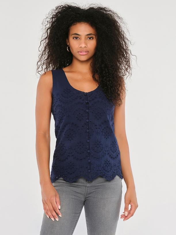 APRICOT - Broderie Anglaise Button Top