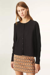 COMPANIA FANTASTICA - LONG-SLEEVED FINE-KNIT CARDIGAN WITH ROUND NECK