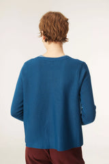 COMPANIA FANTASTICA - LONG-SLEEVED FINE-KNIT CARDIGAN WITH ROUND NECK