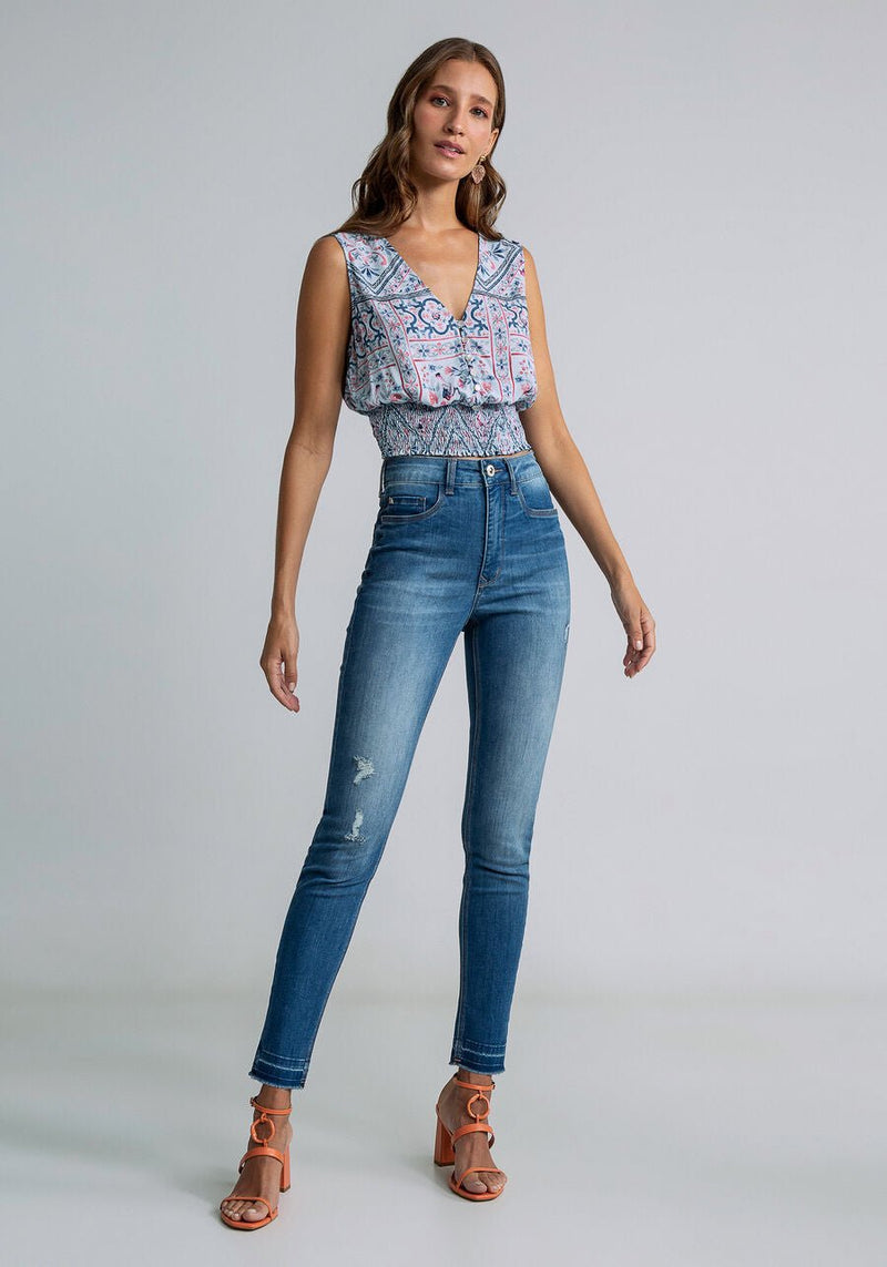 Calça slim sales cropped