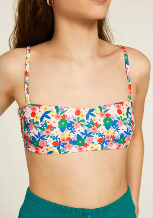 COMPANIA FANTASTICA - MULTICOLOURED FLORAL PRINT BANDEAU BIKINI TOP