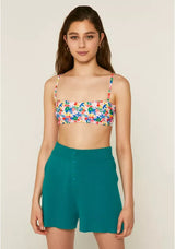 COMPANIA FANTASTICA - MULTICOLOURED FLORAL PRINT BANDEAU BIKINI TOP