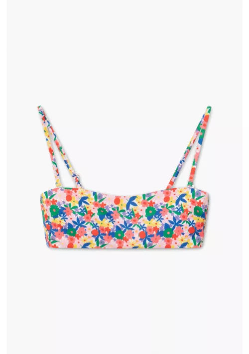 COMPANIA FANTASTICA - MULTICOLOURED FLORAL PRINT BANDEAU BIKINI TOP