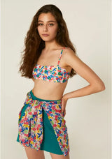 COMPANIA FANTASTICA - MULTICOLOURED FLORAL PRINT BANDEAU BIKINI TOP