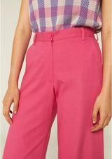 COMPANIA FANTASTICA - PINK DRILL WIDE-LEG CROPPED TROUSERS