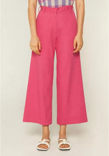 COMPANIA FANTASTICA - PINK DRILL WIDE-LEG CROPPED TROUSERS