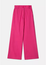 COMPANIA FANTASTICA - PINK DRILL WIDE-LEG CROPPED TROUSERS
