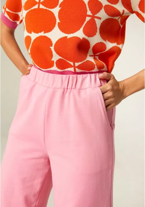 COMPANIA FANTASTICA - PINK PLUSH TROUSERS WITH ELASTICATED WAIST AND POCKETS