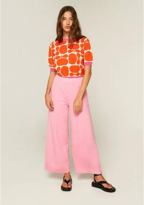 COMPANIA FANTASTICA - PINK PLUSH TROUSERS WITH ELASTICATED WAIST AND POCKETS