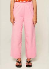 COMPANIA FANTASTICA - PINK PLUSH TROUSERS WITH ELASTICATED WAIST AND POCKETS