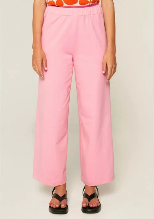COMPANIA FANTASTICA - PINK PLUSH TROUSERS WITH ELASTICATED WAIST AND POCKETS