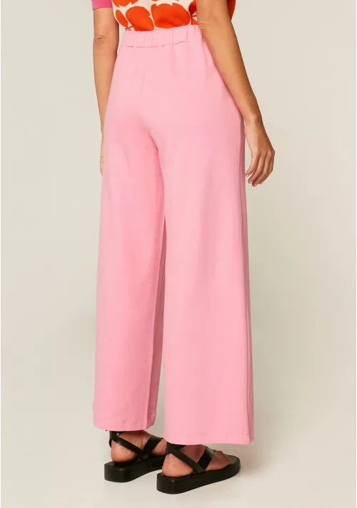 COMPANIA FANTASTICA - PINK PLUSH TROUSERS WITH ELASTICATED WAIST AND POCKETS