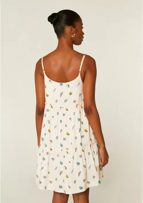 COMPANIA FANTASTICA -  SEA SHELL PRINT STRAPPY MINI DRESS WITH TIERS