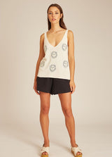 PEPALOVES - SUN EMBROIDERY TRICOT TOP OFFWHITE