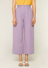 COMPANIA FANTASTICA - VIOLET HIGH-WAISTED TWILL CROPPED TROUSERS WITH ELASTICATED WAIST