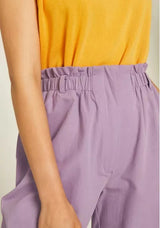 COMPANIA FANTASTICA - VIOLET HIGH-WAISTED TWILL CROPPED TROUSERS WITH ELASTICATED WAIST